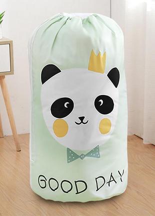 Мішок lesko blanket bag peva dr-230 панда "good day" для зберігання ковдр 83*40 см3 фото