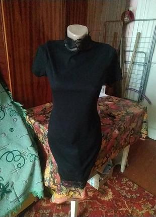 Черное платье рубчик1 фото