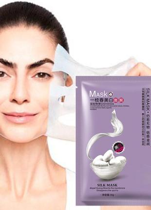 Маска з протеїнами шовку bioaqua silk mask для ніжності гладкості активізації захисту нормалізації відбілююча1 фото