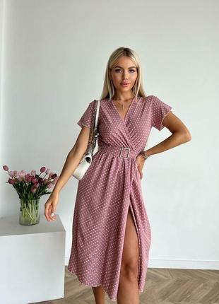 Жіноче плаття міді в горох рожеве1 фото