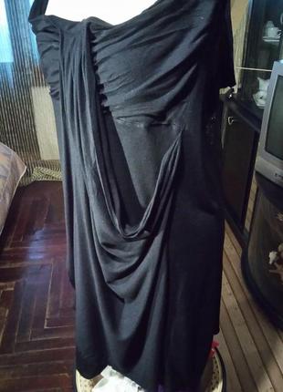 Топ-блуза туніка р 54 чорний трикотаж з гіпюром3 фото