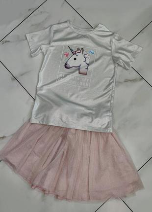 Нарядный костюм комплект юбка и футболка unicorn 9-10 лет (134-140см)