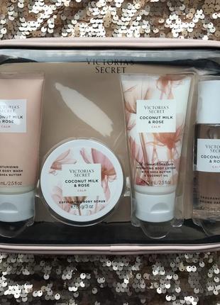 Подарунковий набір victoria’s secret calm starter kit coconut milk rose подарунок косметичка лосьйон