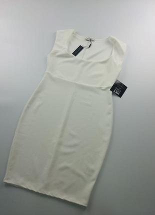 Плаття по фігурі nelly футляр l біле3 фото