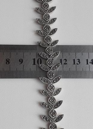 Шикарный серебряный браслет с марказитами8 фото