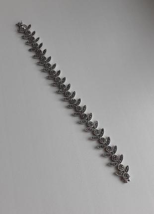 Шикарный серебряный браслет с марказитами3 фото