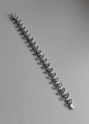 Шикарный серебряный браслет с марказитами5 фото