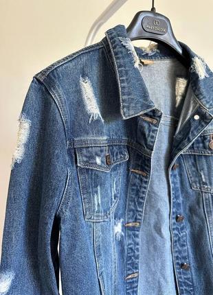 Подовжена джинсовка джинсівка джинсова курточка куртка весняна куртка6 фото
