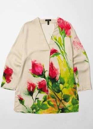 Escada v-neck 3/4 sleeve blouse floral-print top