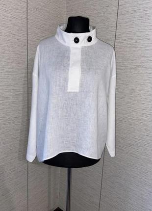 Блуза- рубашка zara из льна1 фото