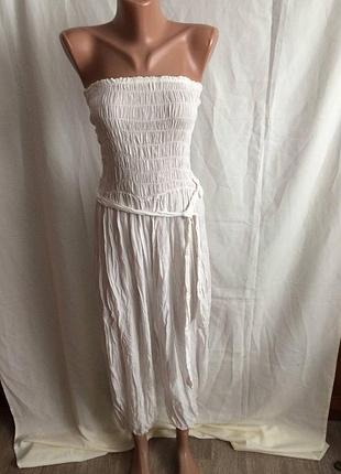 Женский легкий комбинезон без бретелей 50% вискоза, 50% cotton италия