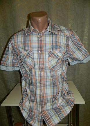 Рубашка мужская с коротким рукавом в клетку tom tailor размер 50-52.