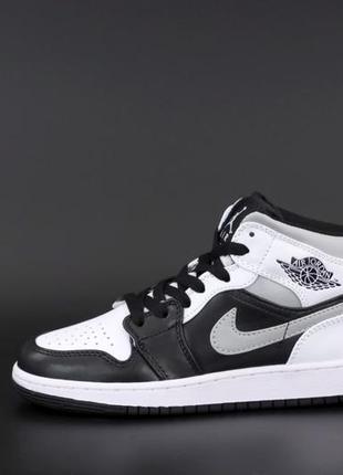 Мужские кроссовки nike air jordan 1 high black grey white 40-41-42-43-44-45