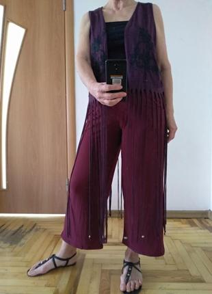 Стильные трикотажные штаны кюлоты с карманами, комплект. размер 126 фото