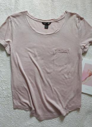 Нежная пудровая футболка h&m с карманом на груди