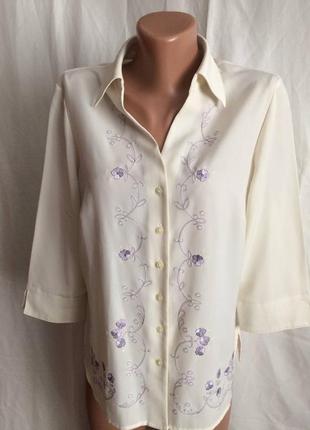 Женская рубашка, блуза с вышивкой и рукавом