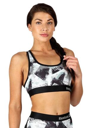 Топ reebok leanna performance sports bra top grey graphic в наличии оригинал новый1 фото