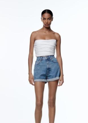 Джинсовые шорты мом фит зара zara mom fit 36