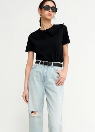 Футболка а воротничком в стиле zara