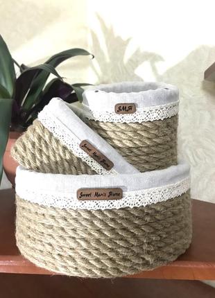 🌿smh🌿 набір джутових кошиків, кошик джут, декор