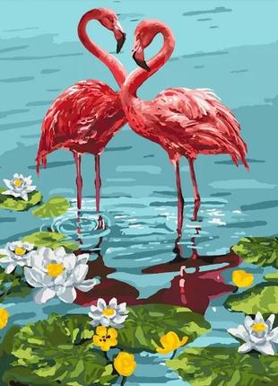 Картина по номерам."пара фламинго"  kho4144
