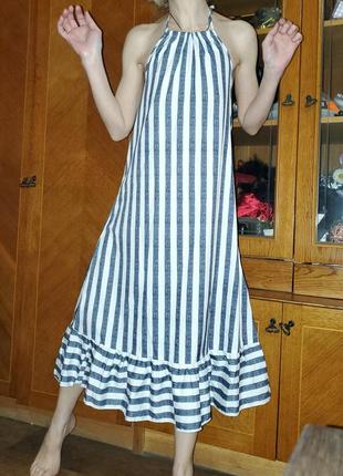 Платье сарафан с открытой спиной  shein, халтер, свободного покроя2 фото