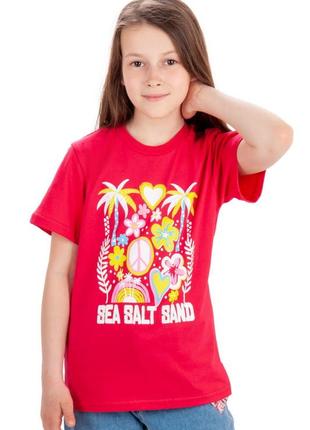 Летняя легкая футболка с ярким крупным принтом, яркая летняя футболка для девчонки3 фото