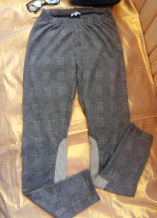 Стильные серые трикотажные штаны в клетку лосины dept/m/l антисчесы