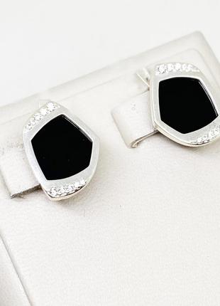 Сережки серебряные с ониксом 4,45 г