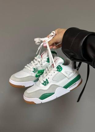 Крутейшие кроссовки женские кроссовки белые nike air jordan retro 4 retro x sb pine green white белые с зелёным