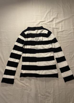 Женский пуловер armani jeans, стильная кофта в черно-белую полоску3 фото