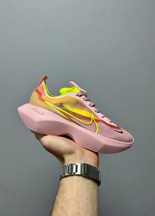 Трендовые женские лёгкие кроссовки nike vista lite pink yellow розовые с жёлтым