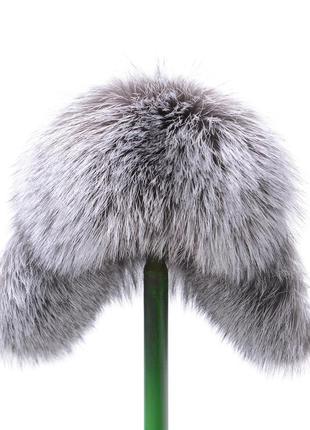 Зимова унісекс шапка вушанка з натурального хутра лисиці9 фото