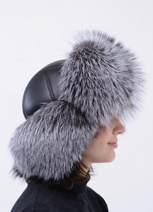 Зимняя унисекс шапка ушанка из натурального меха лисицы3 фото