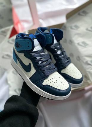 Кроссовки nike air jordan 1 retro blue milk1 фото