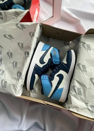 Кроссовки nike air jordan 1 retro blue milk7 фото