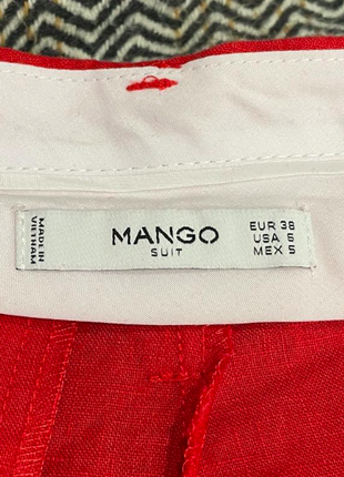 Mango брюки льняні бавовняні класичні8 фото