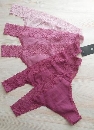 Трусики танга хлопок с кружевом