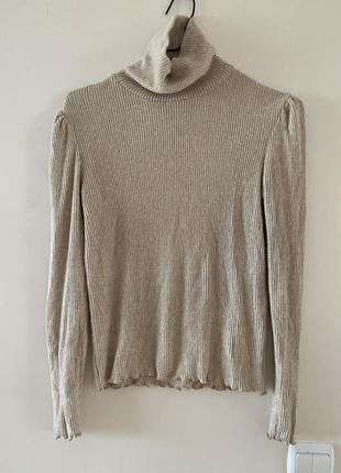 Фирменный базовый гольфик водолазка в рубчик вискоза stradivarius