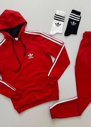 Женский спортивный костюм adidas красный адидас: худи adidas + штаны adidas