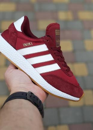 Женские кроссовки adidas iniki бордовые модные кроссовки адидас иники для девушки