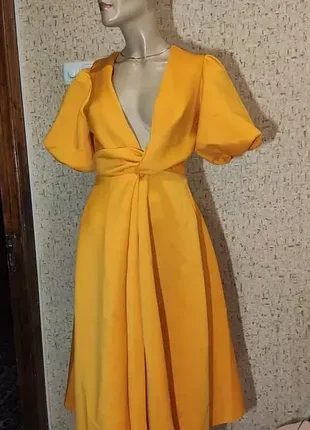 Стильное плниз неопрена миди с пышными рукавами asos disign