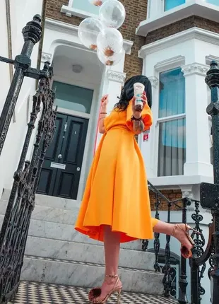 Стильное плниз неопрена миди с пышными рукавами asos disign