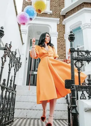 Стильное плниз неопрена миди с пышными рукавами asos disign