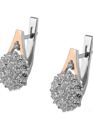 Срібні сережки із золотом і куб. цирконієм brusnichka-10