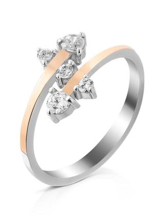 Серебряное кольцо со вставками золота и фианита manila-10 размер:18;18.5;