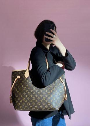 Сумка женская в стиле louis vuitton neverfull brown pink8 фото