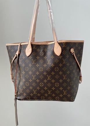 Сумка женская в стиле louis vuitton neverfull brown pink2 фото