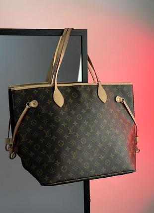 Сумка женская в стиле louis vuitton neverfull brown pink9 фото