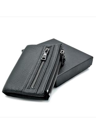 Чоловічий шкіряний гаманець weatro 13 х 9,5 х 2,5 см чорний wtro-k163-35
